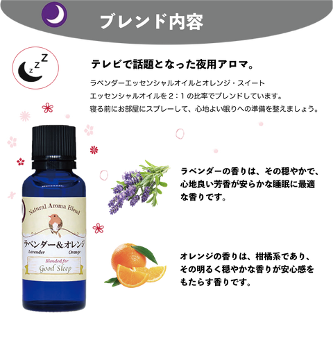”ラベンダー&オレンジ 夜用”アロマブレンド:テレビで紹介された夜用アロマ